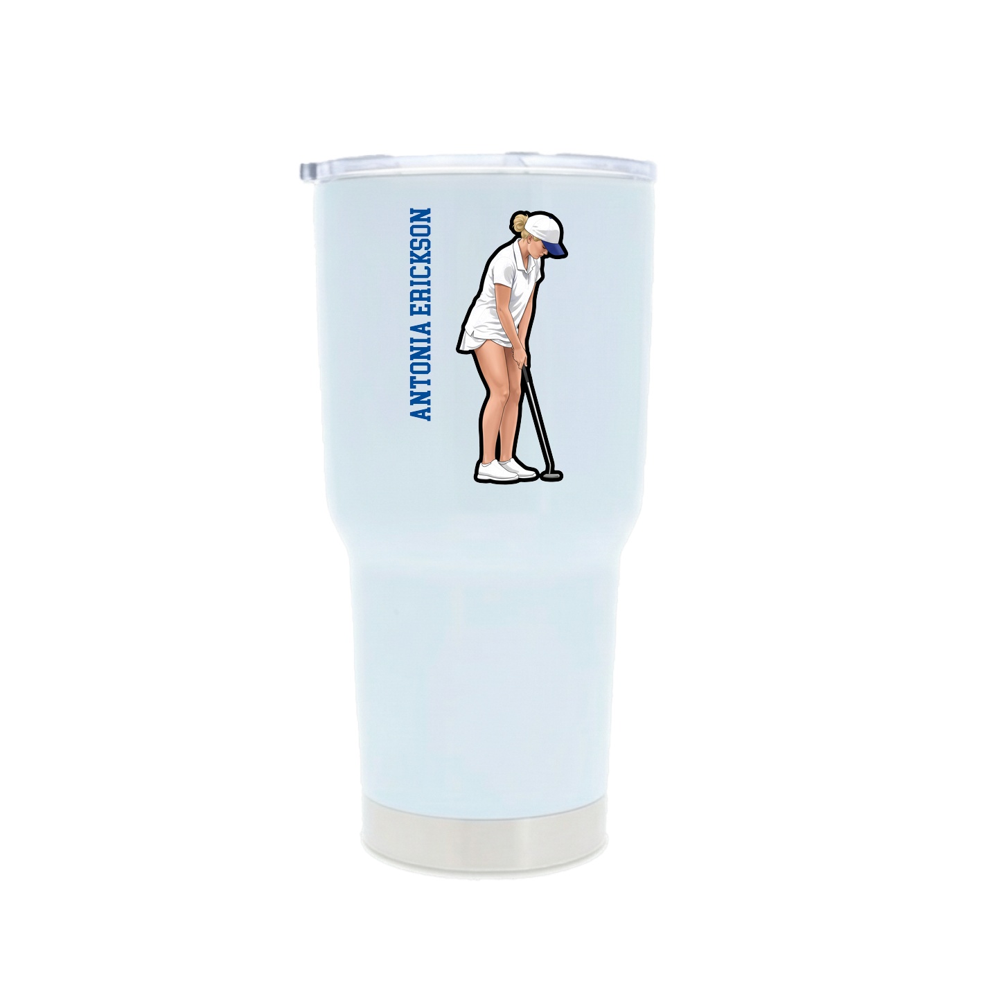 30oz Stainless Steel Tumbler — Name Vertical in White
