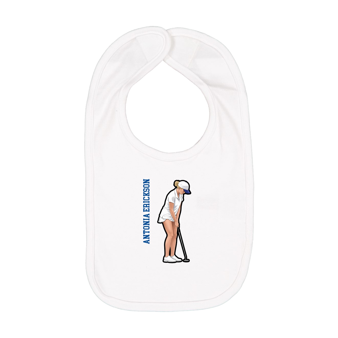 Infant Bib — Name Vertical in White