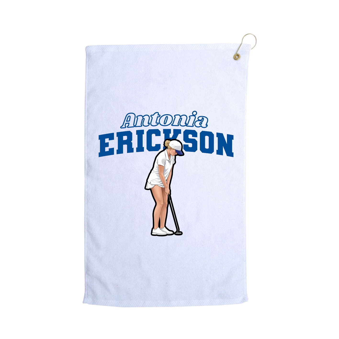 Golf Towel — Name Arch in White