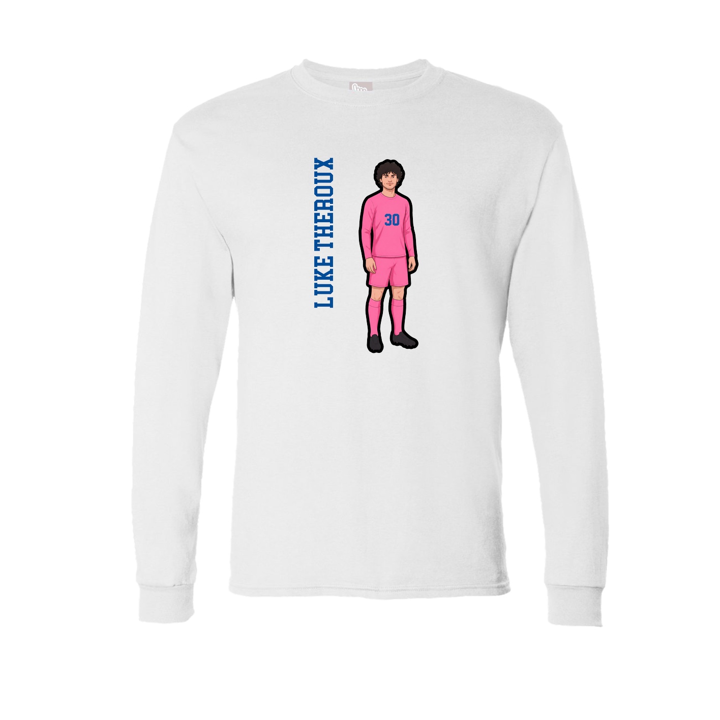 Long Sleeve Tee — Name Vertical in White