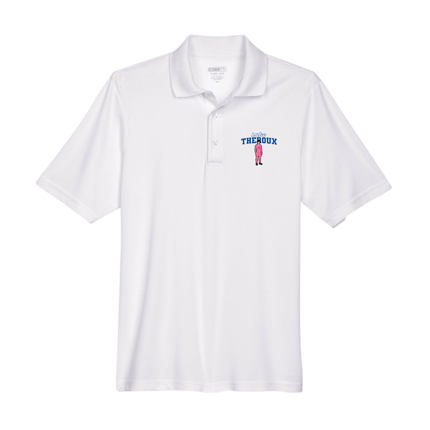 Performance Polo — Name Arch in White
