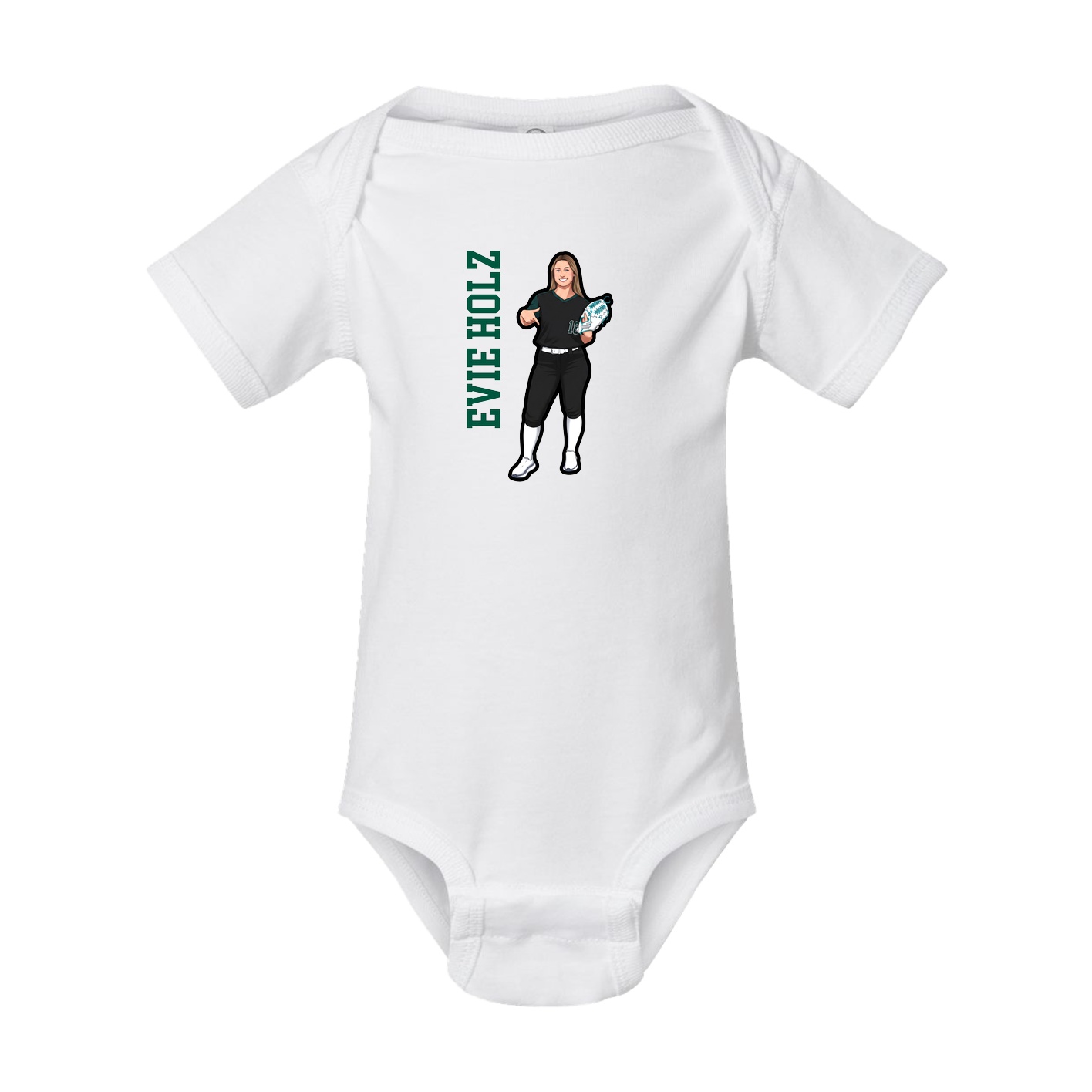 Baby Onesie — Name Vertical in White