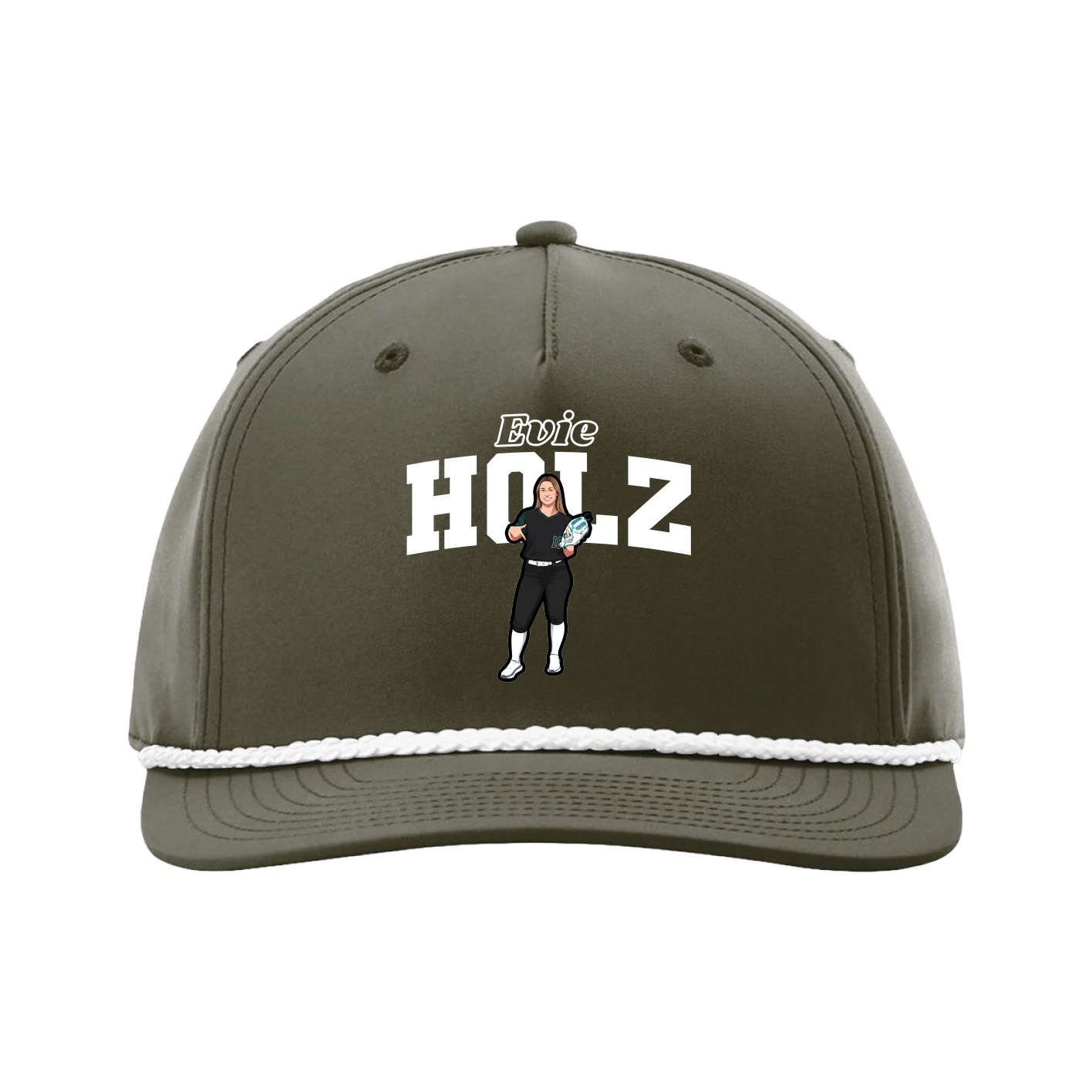 Five-Panel Classic Rope Cap — Name Arch in Green