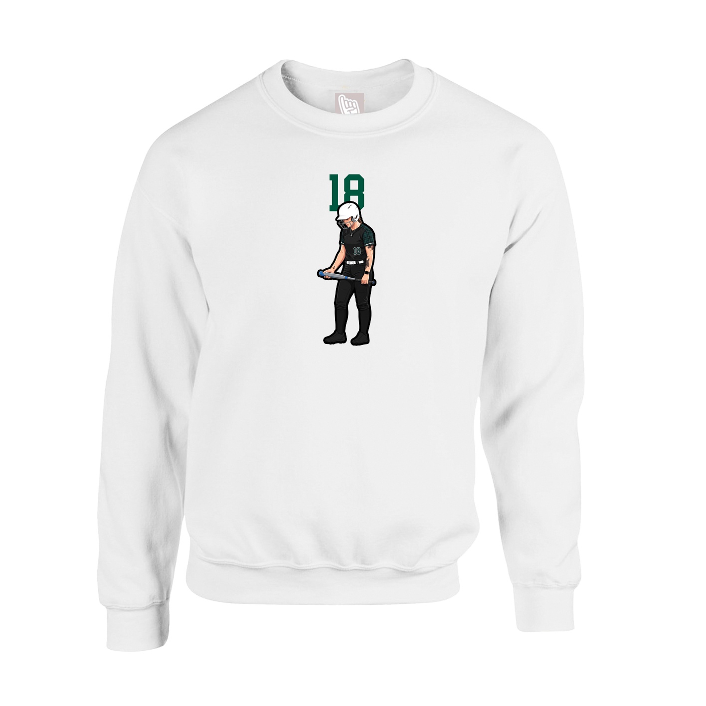 Fleece Crew — Number Top in White