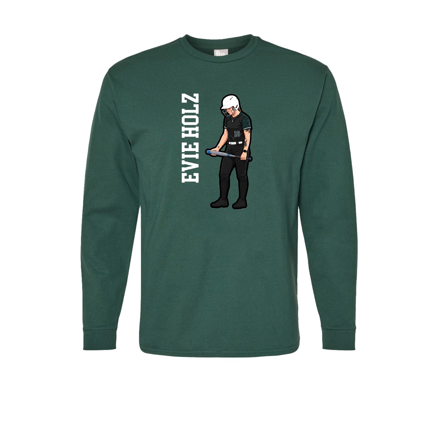 Long Sleeve Tee — Name Vertical in Green