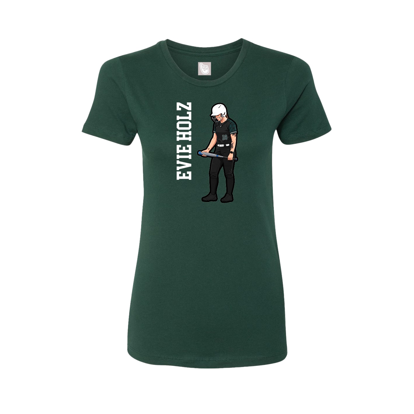 Fitted Women's Tee — Name Vertical in Green