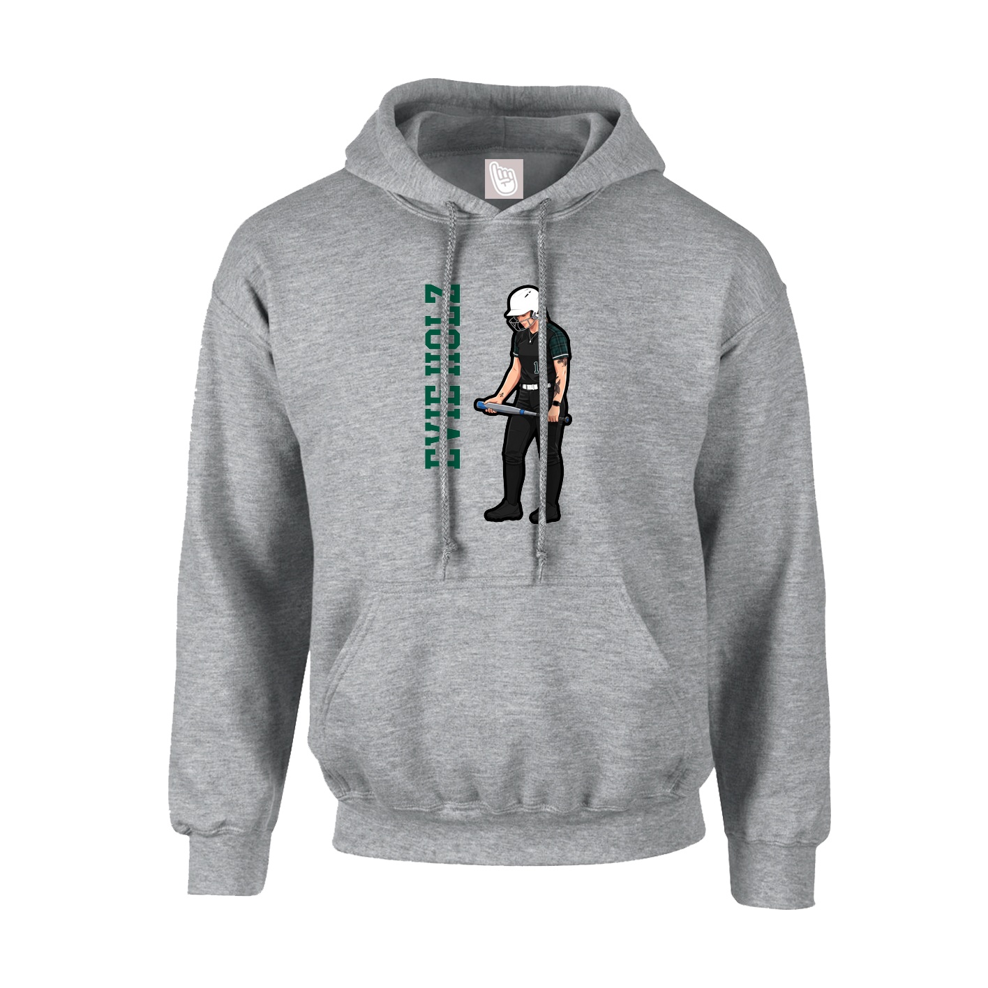 Hoodie — Name Vertical in Grey