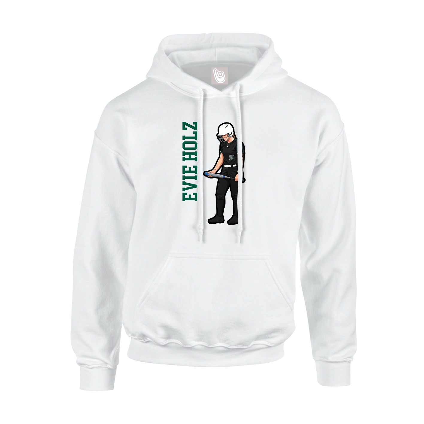 Youth Hoodie — Name Vertical in White