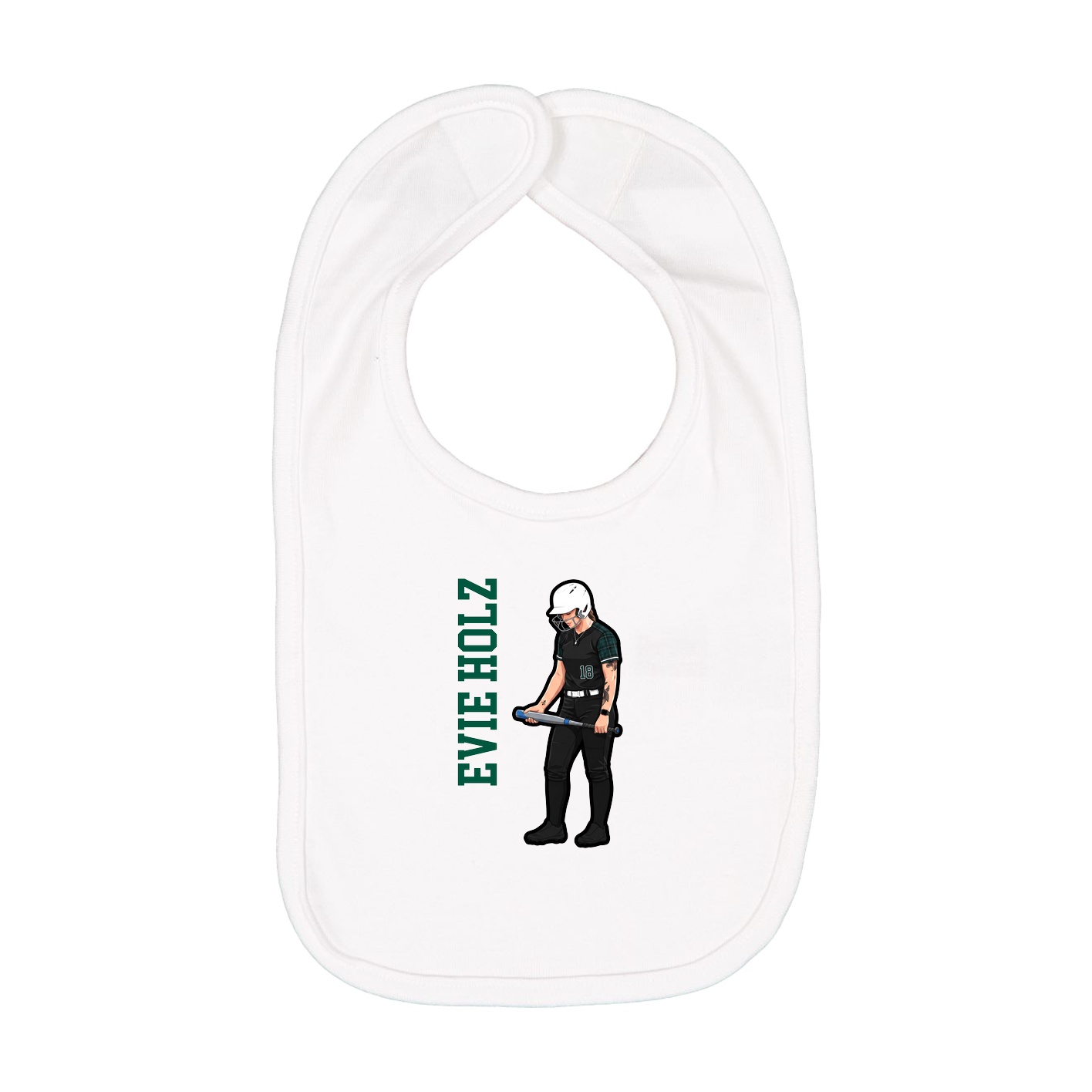 Infant Bib — Name Vertical in White