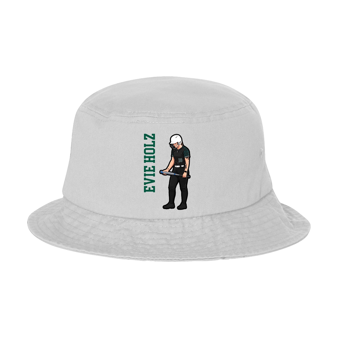 Bucket Cap — Name Vertical in White