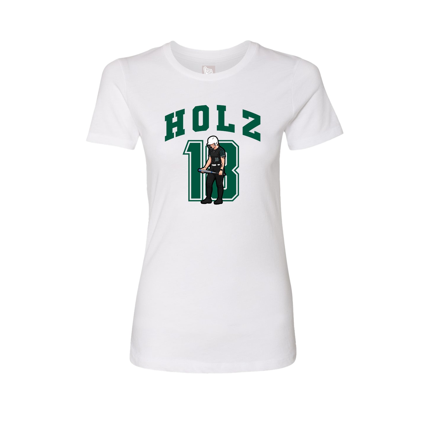 Fitted Women's Tee — Number in White