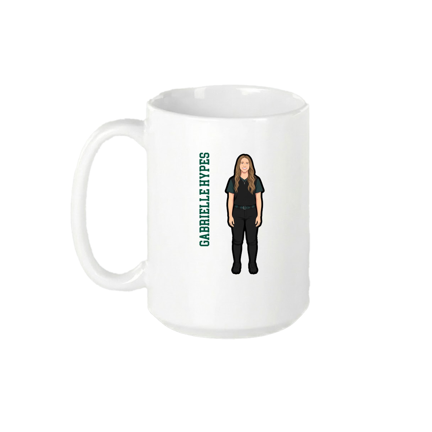 15oz Coffee Mug — Name Vertical in White