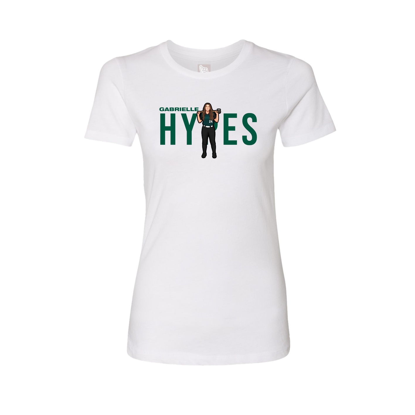 Fitted Women's Tee — Player Name in White