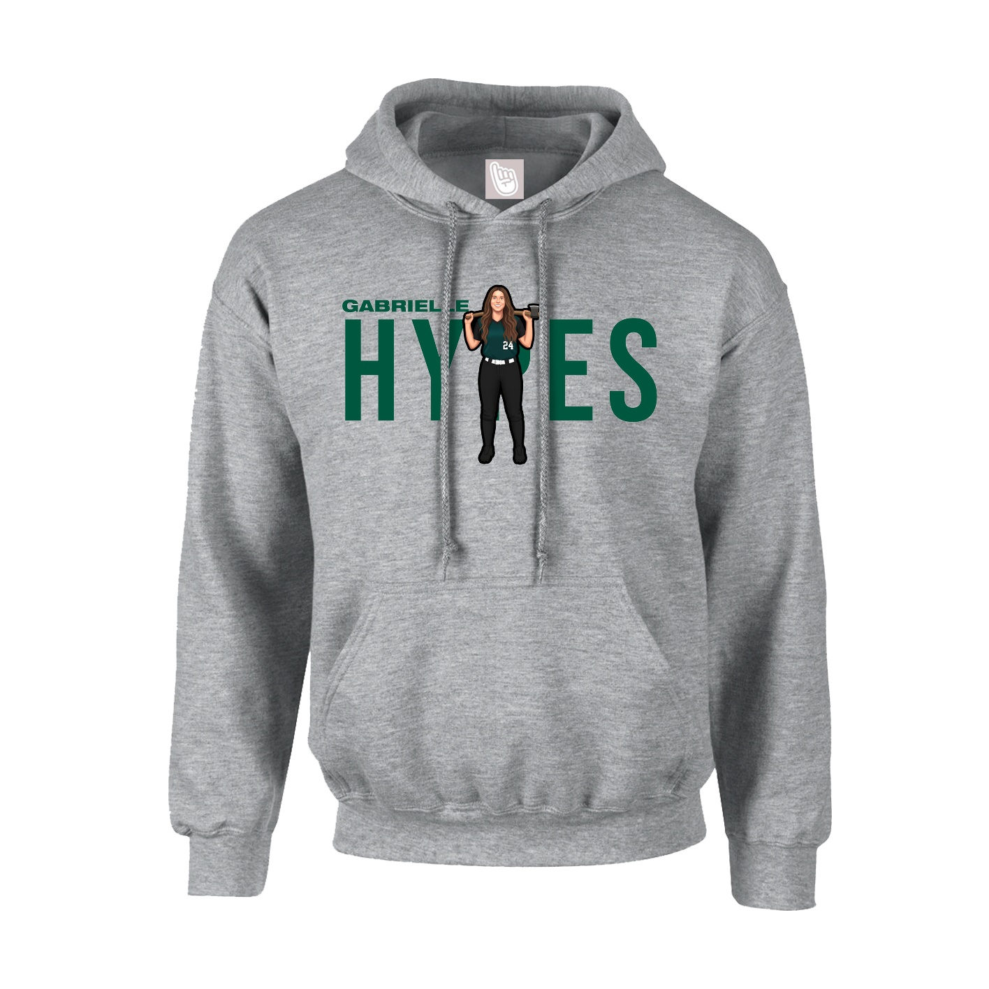 Hoodie — Player Name in Grey