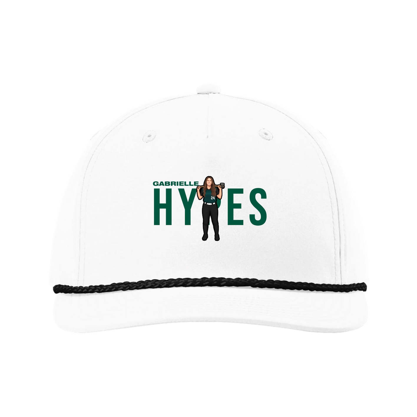 Five-Panel Classic Rope Cap — Player Name in White