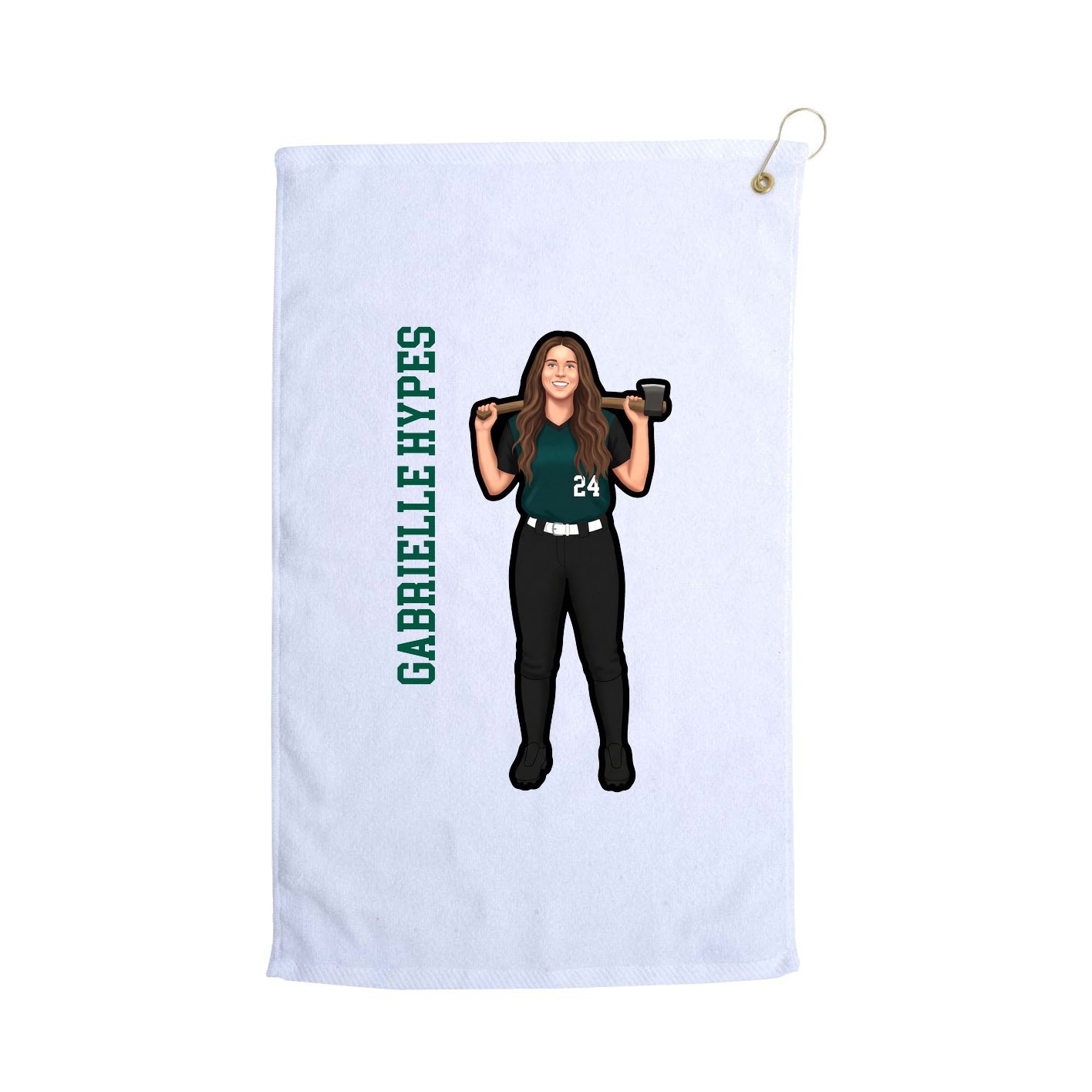 Golf Towel — Name Vertical in White