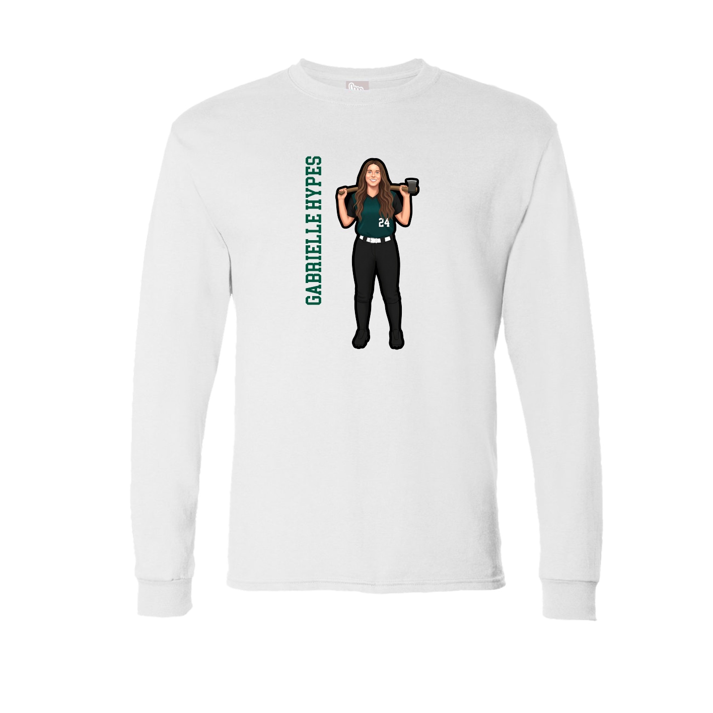 Long Sleeve Tee — Name Vertical in White