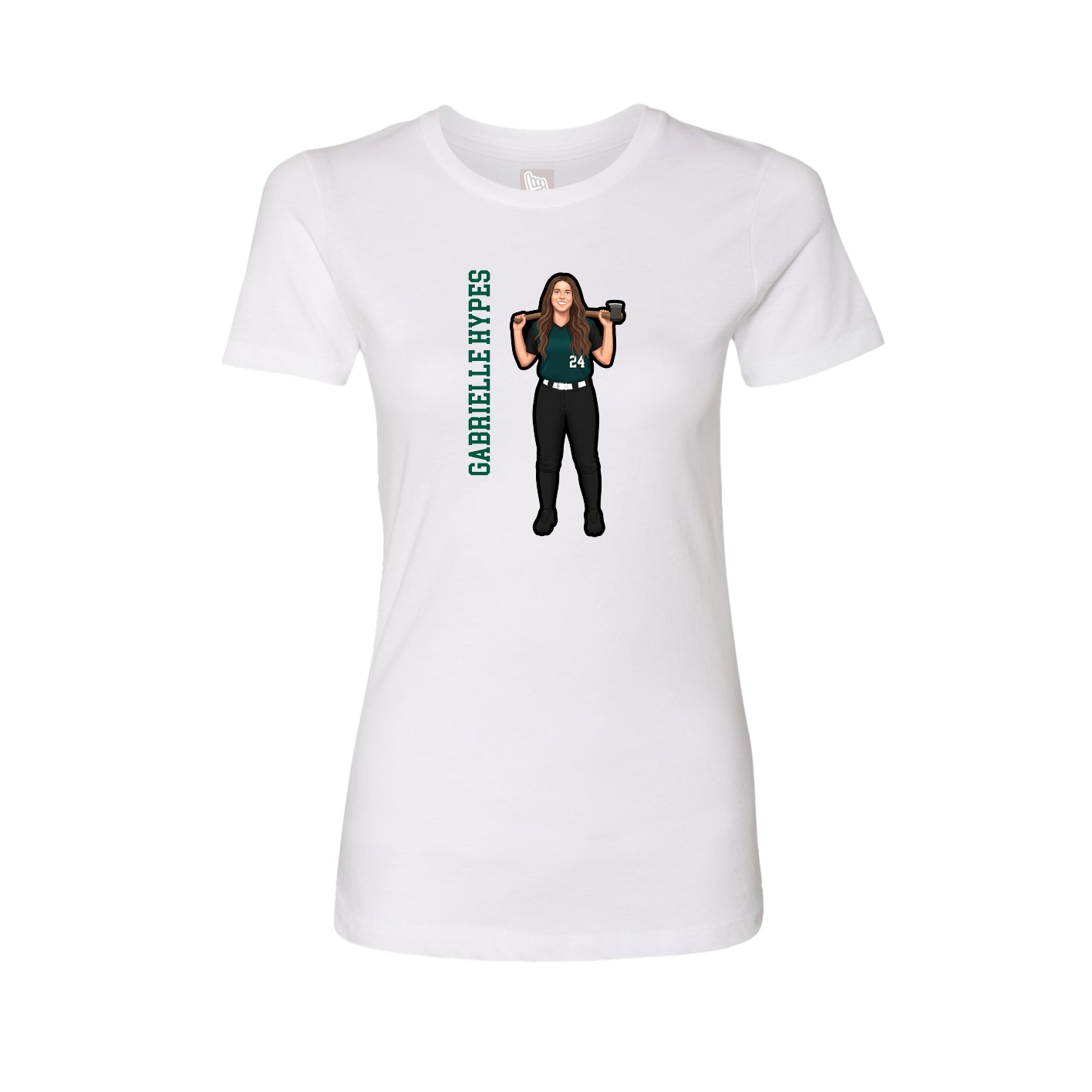 Fitted Women's Tee — Name Vertical in White