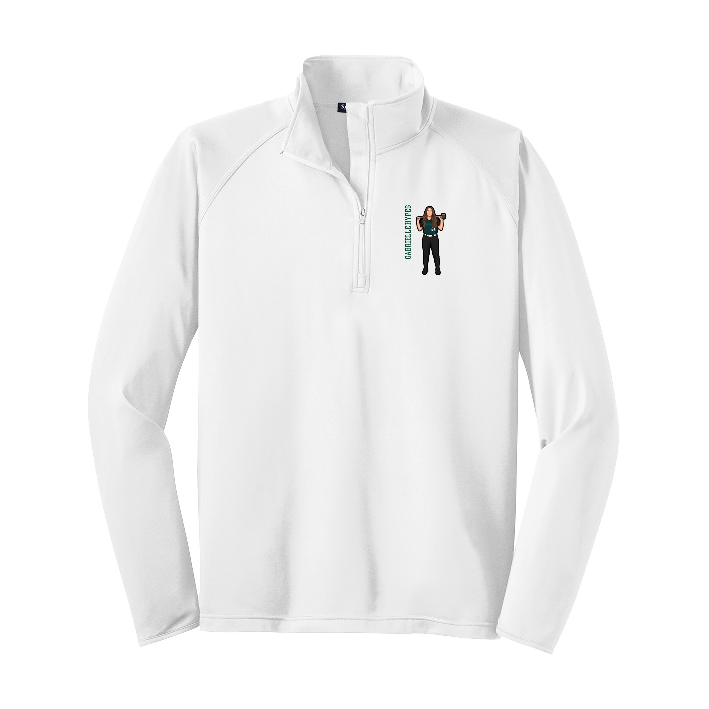 Q-Zip Pullover — Name Vertical in White