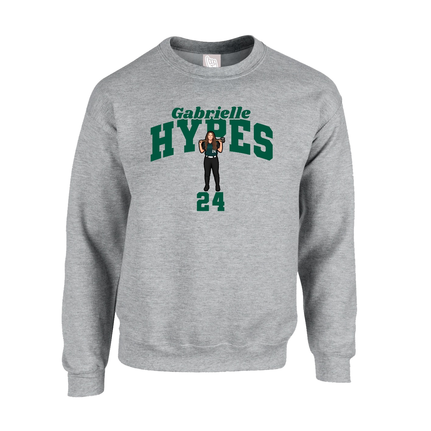 Fleece Crew — Signature Arch in Grey