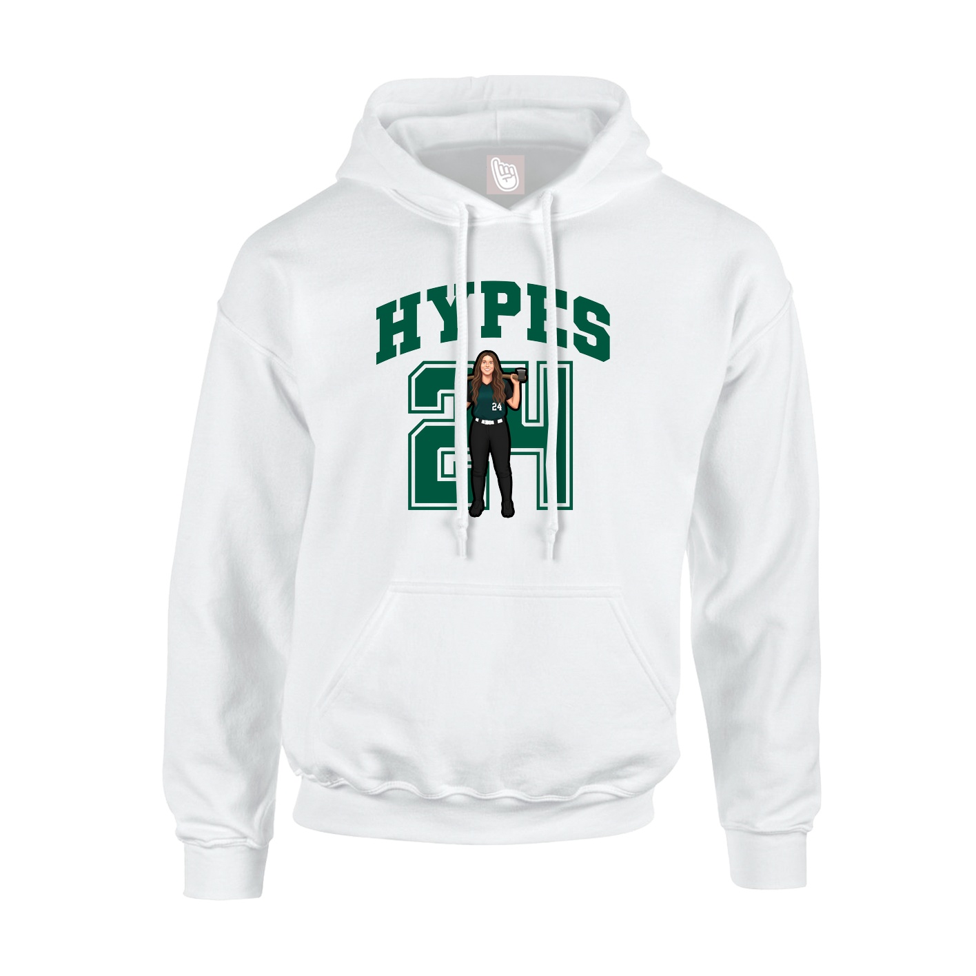 Hoodie — Number in White