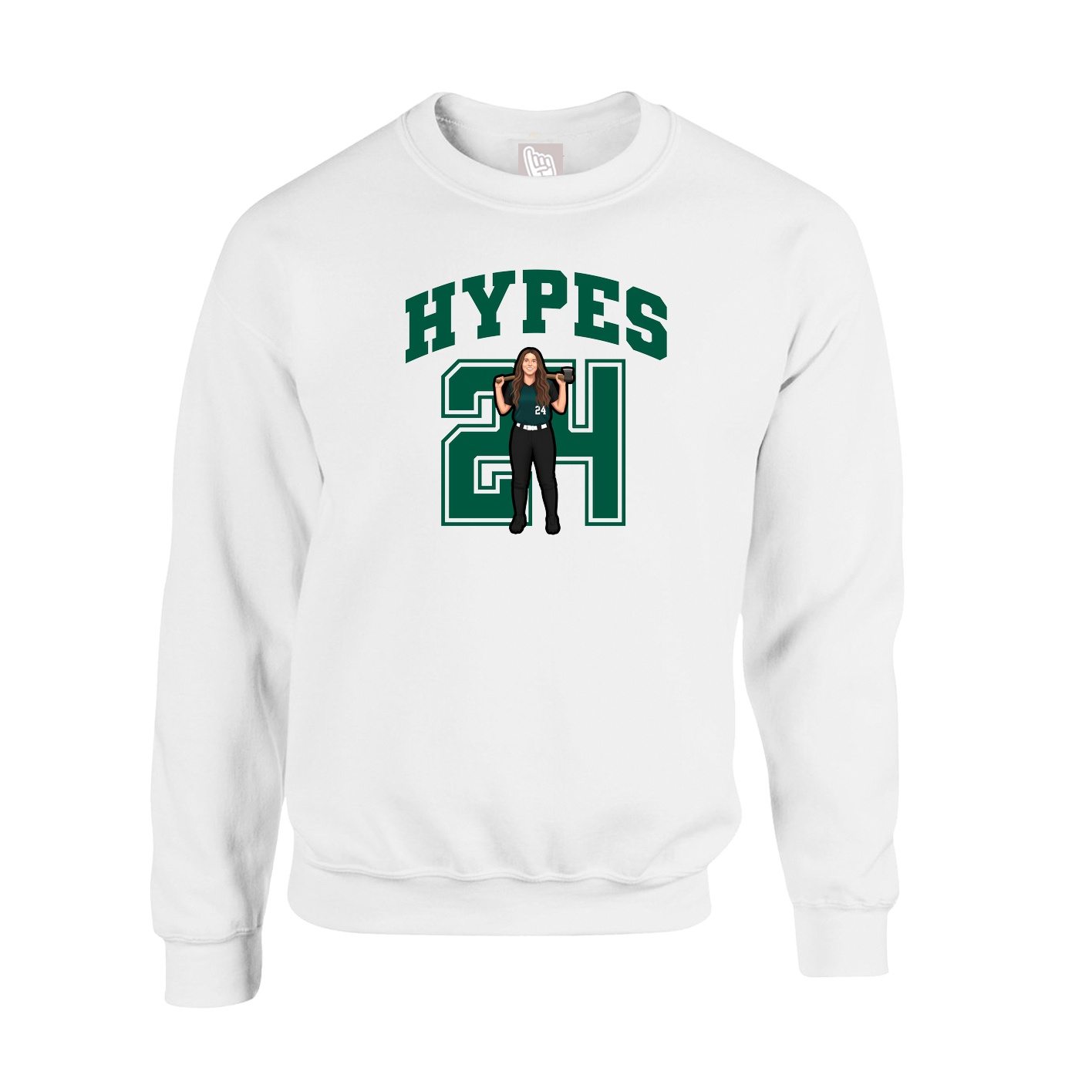 Fleece Crew — Number in White
