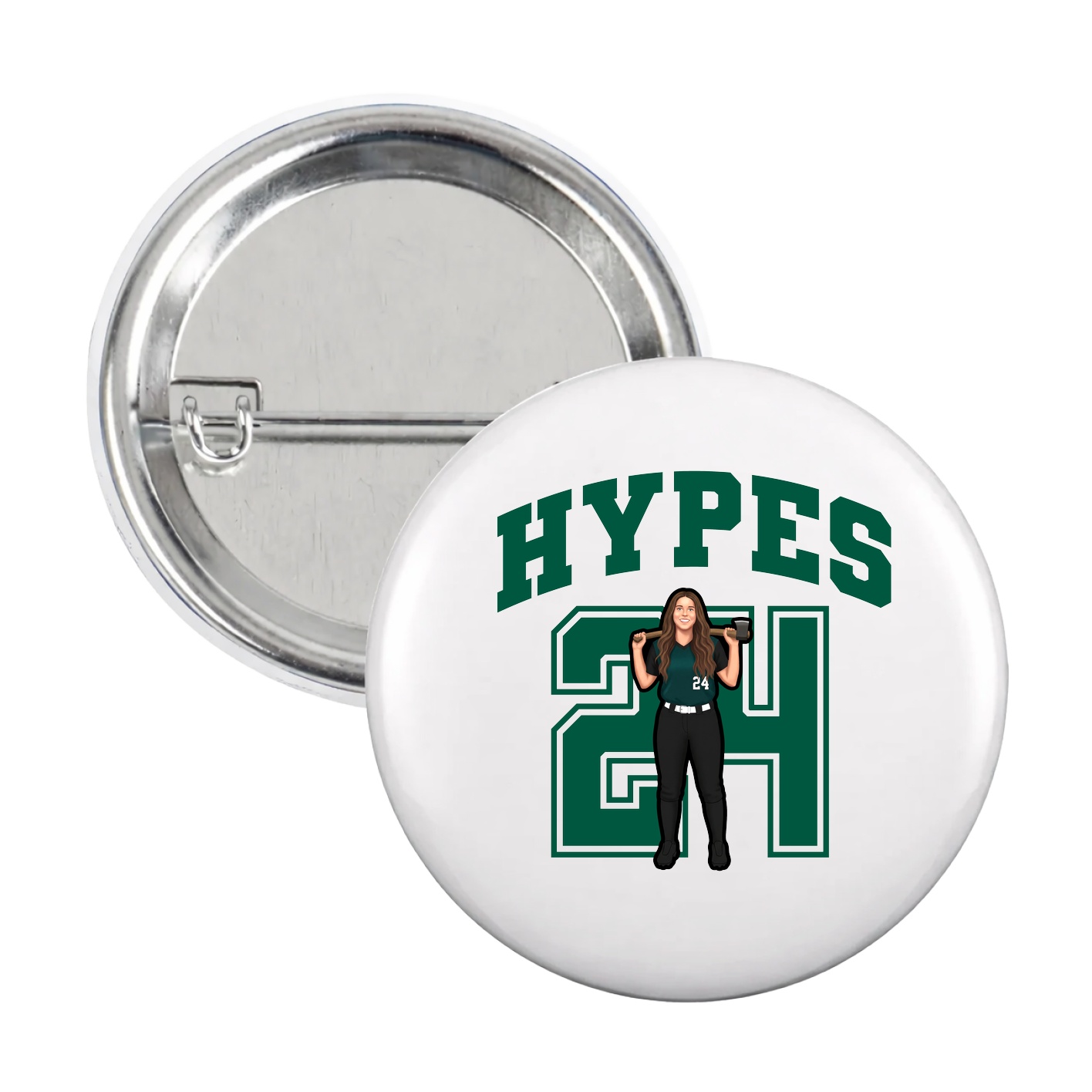 Game Day Button — Number in White