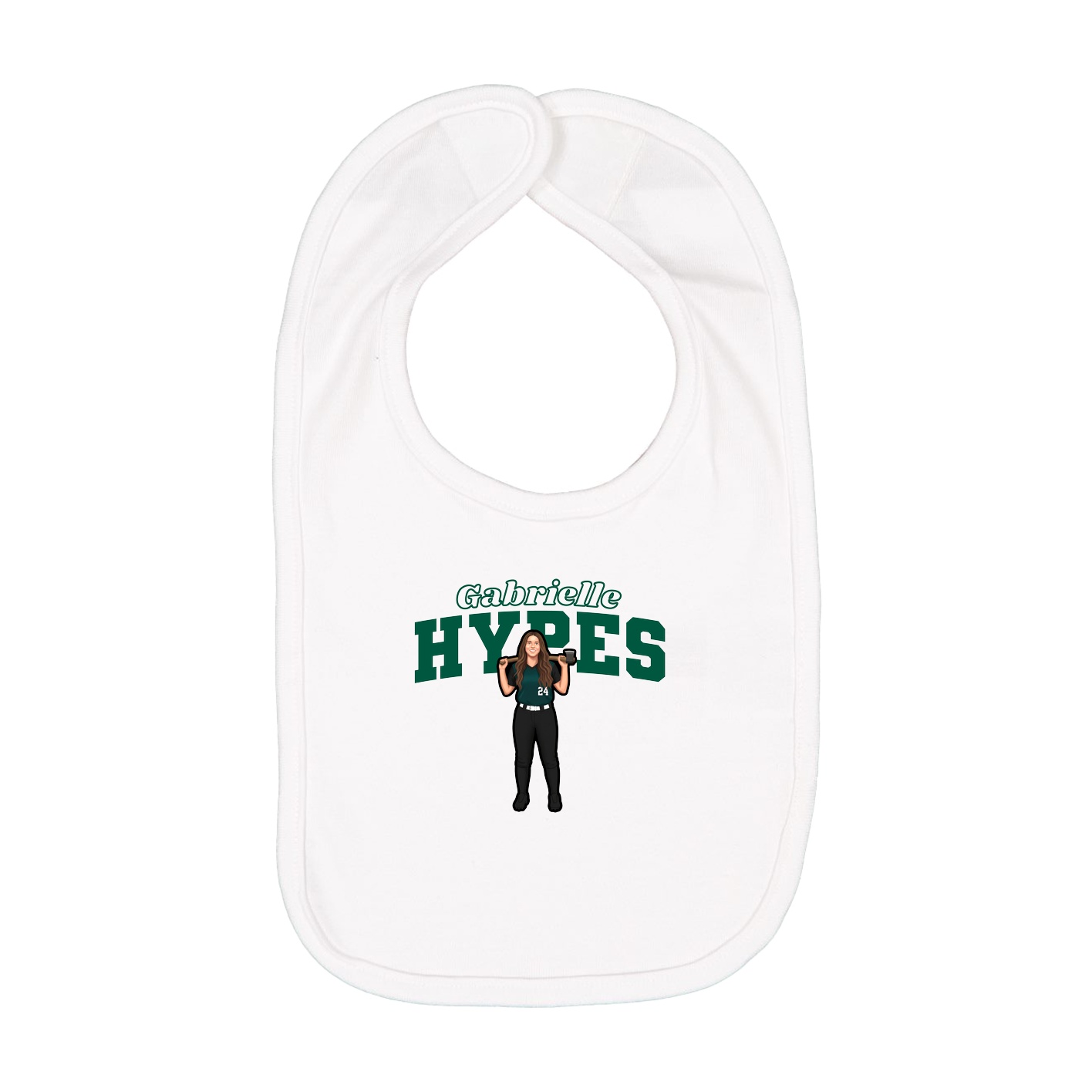 Infant Bib — Name Arch in White