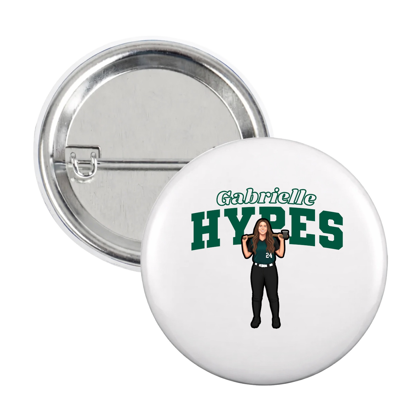 Game Day Button — Name Arch in White