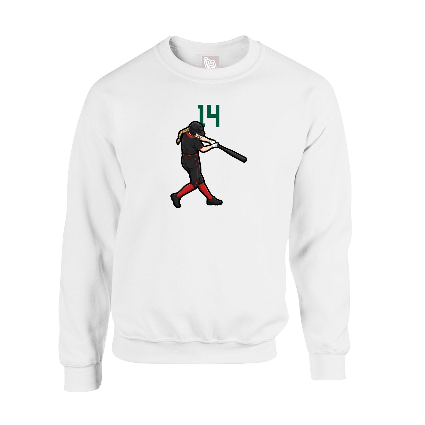 Fleece Crew — Number Top in White