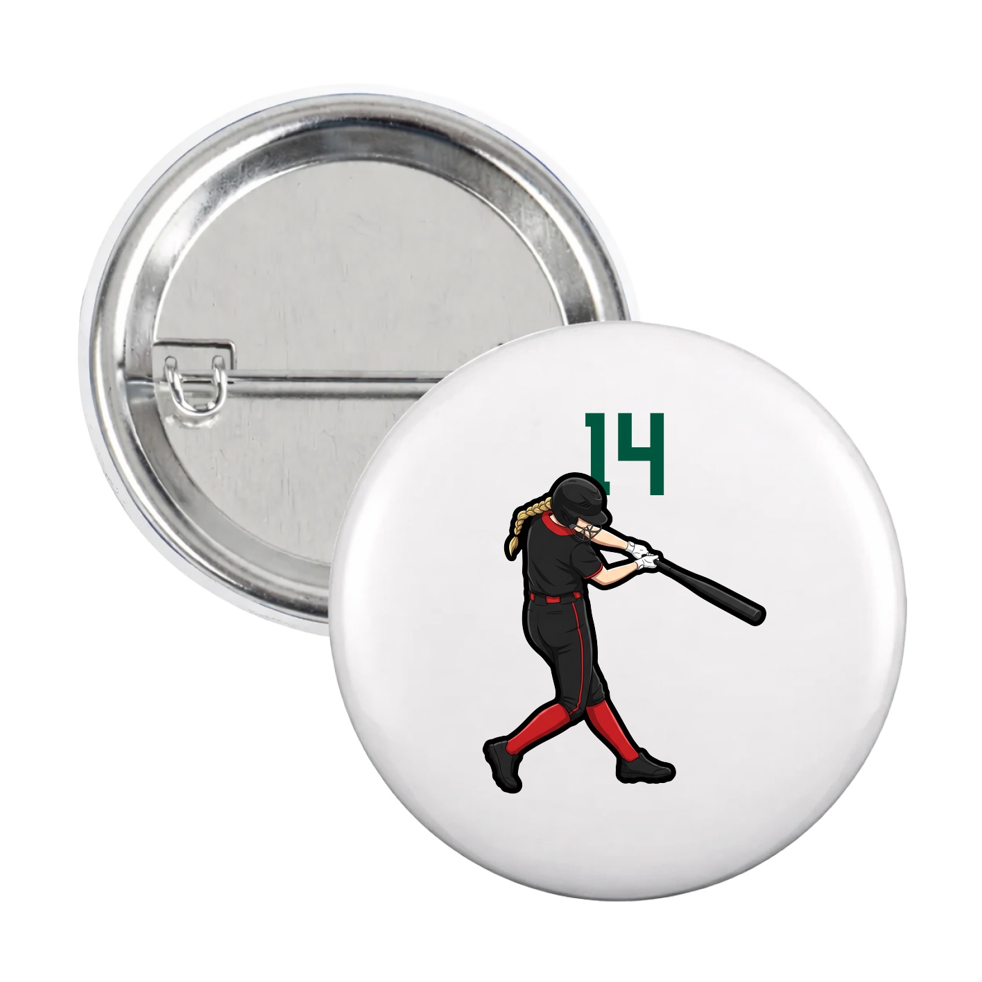 Game Day Button — Number Top in White