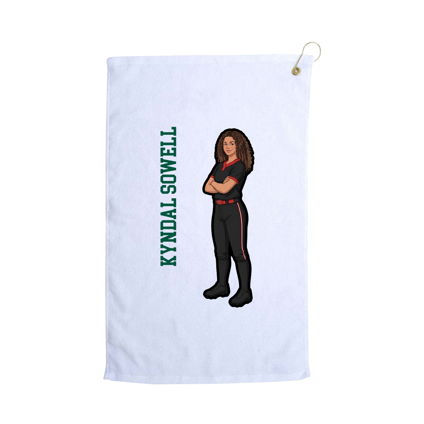 Golf Towel — Name Vertical in White