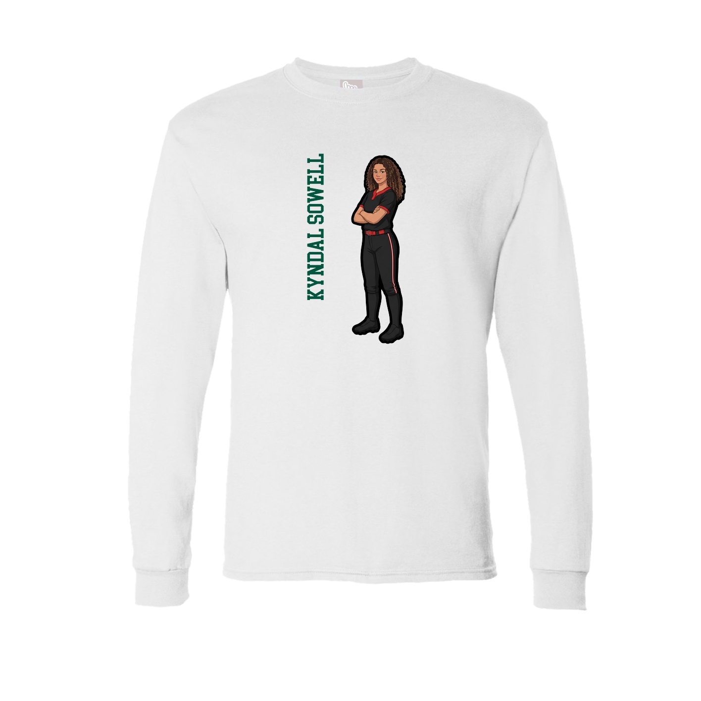Long Sleeve Tee — Name Vertical in White