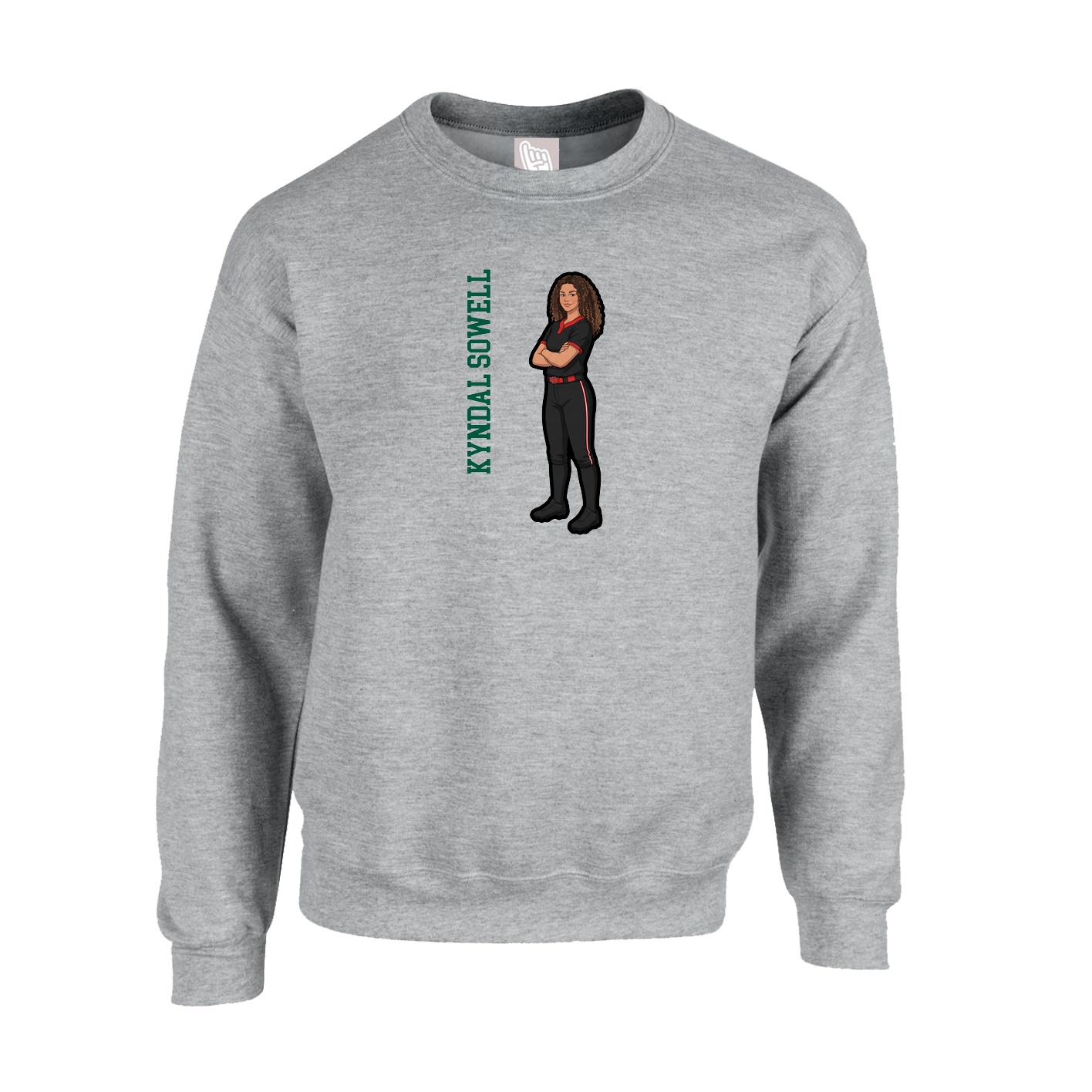 Fleece Crew — Name Vertical in Grey