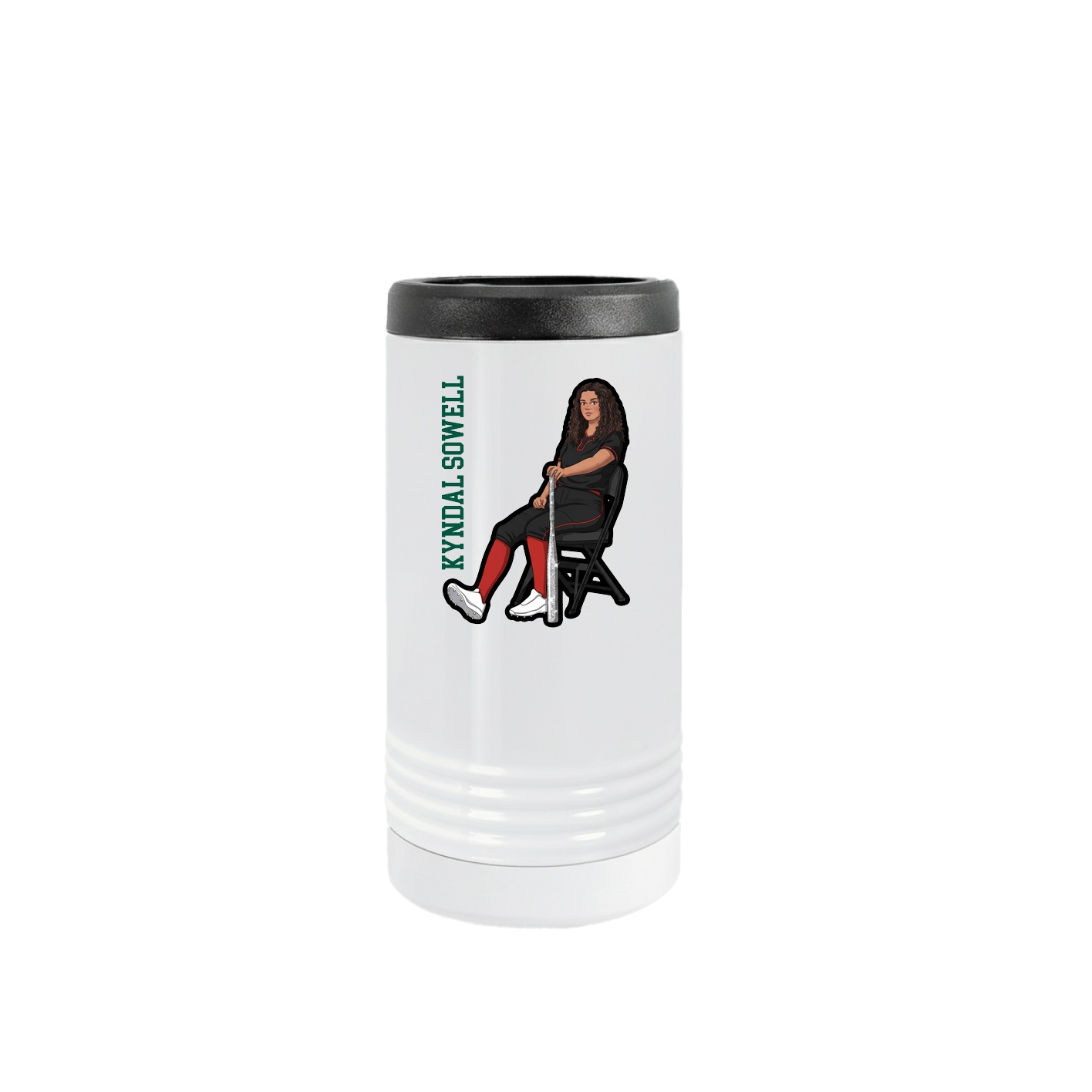 Slim Beverage Holder — Name Vertical in White