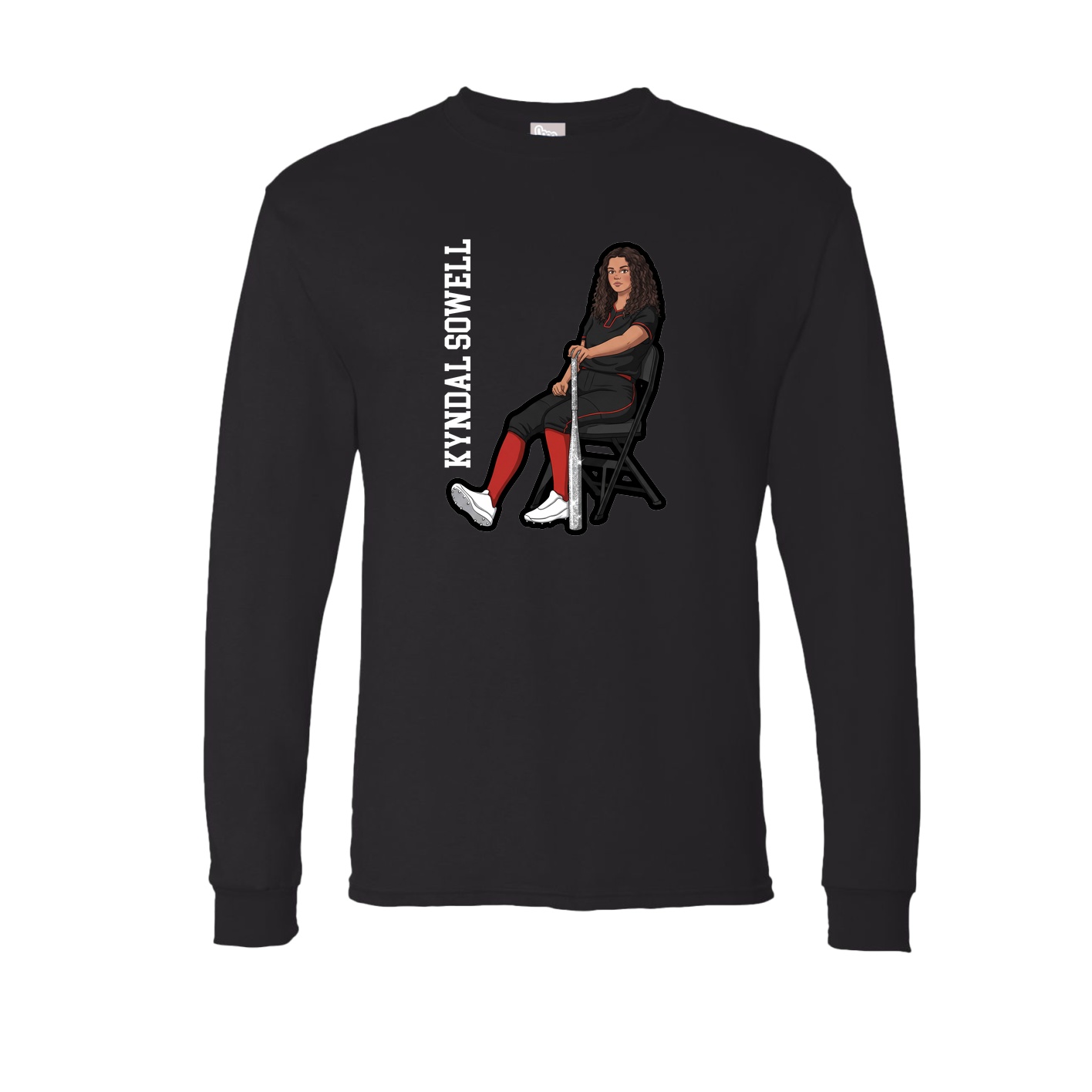 Long Sleeve Tee — Name Vertical in Black