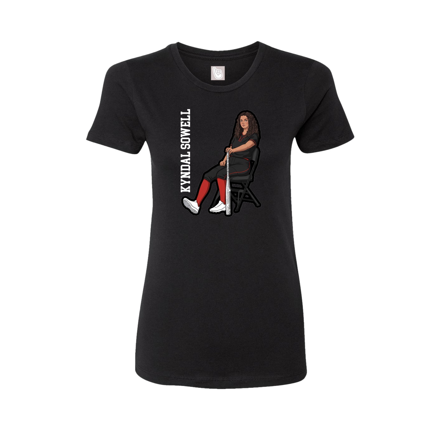 Fitted Women's Tee — Name Vertical in Black