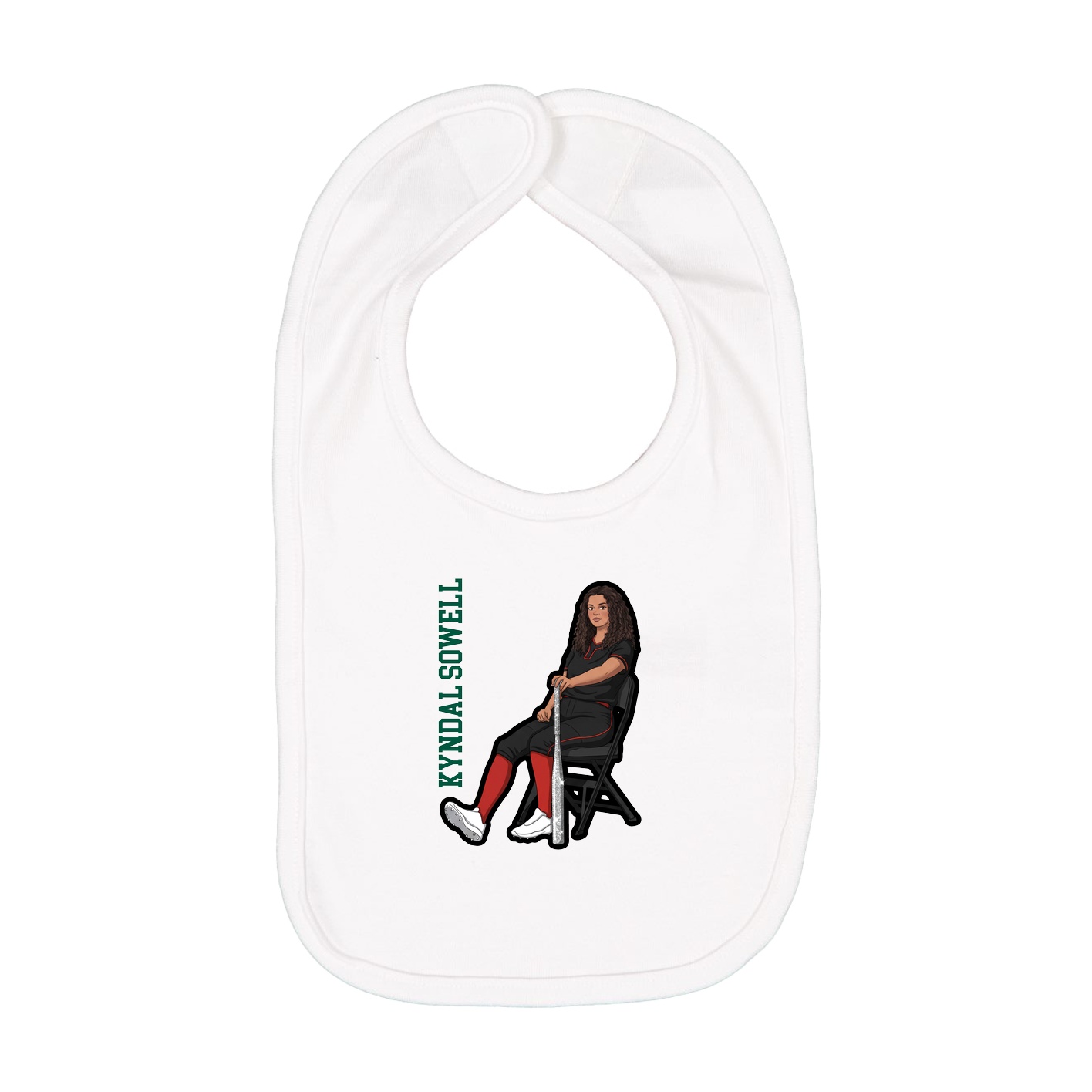 Infant Bib — Name Vertical in White