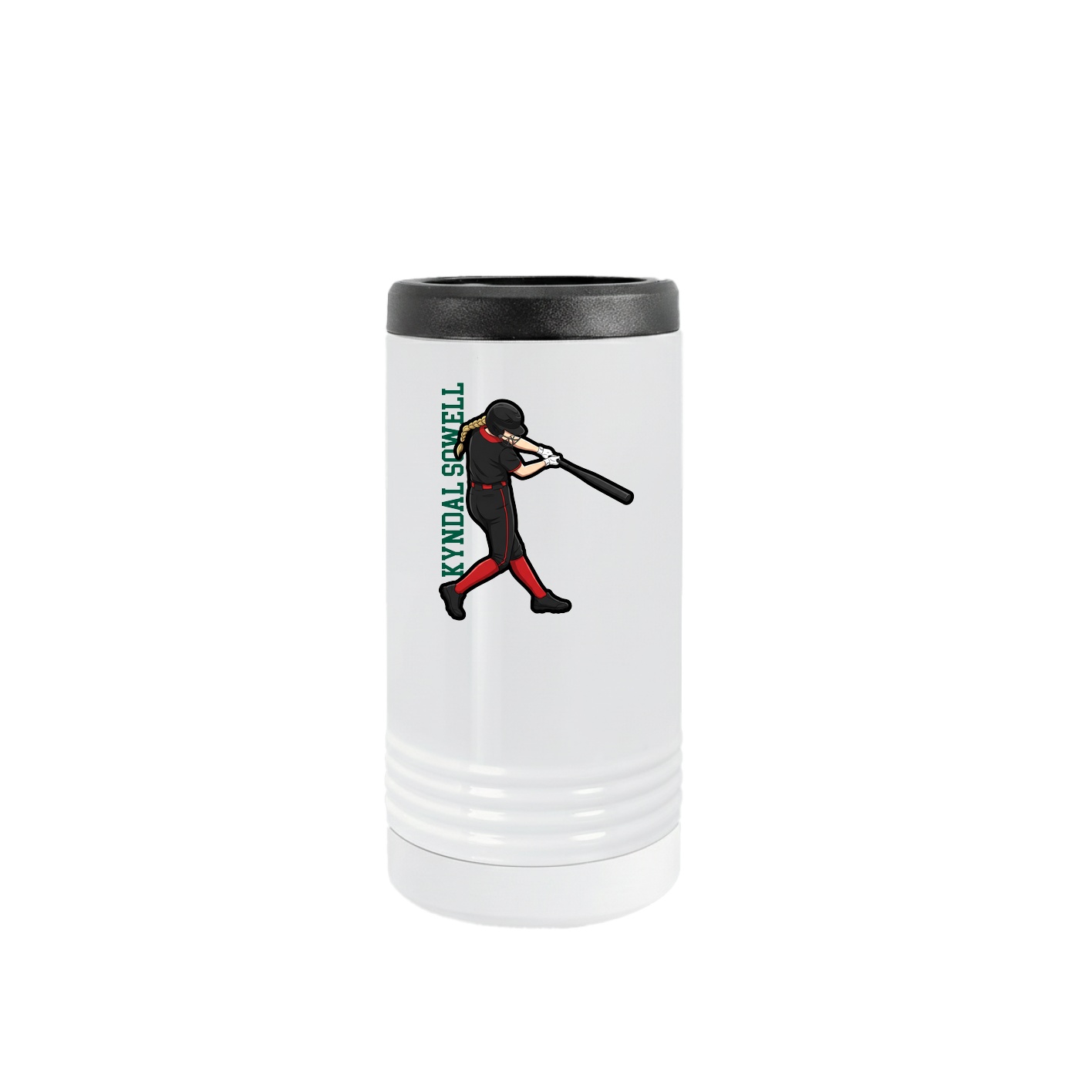 Slim Beverage Holder — Name Vertical in White