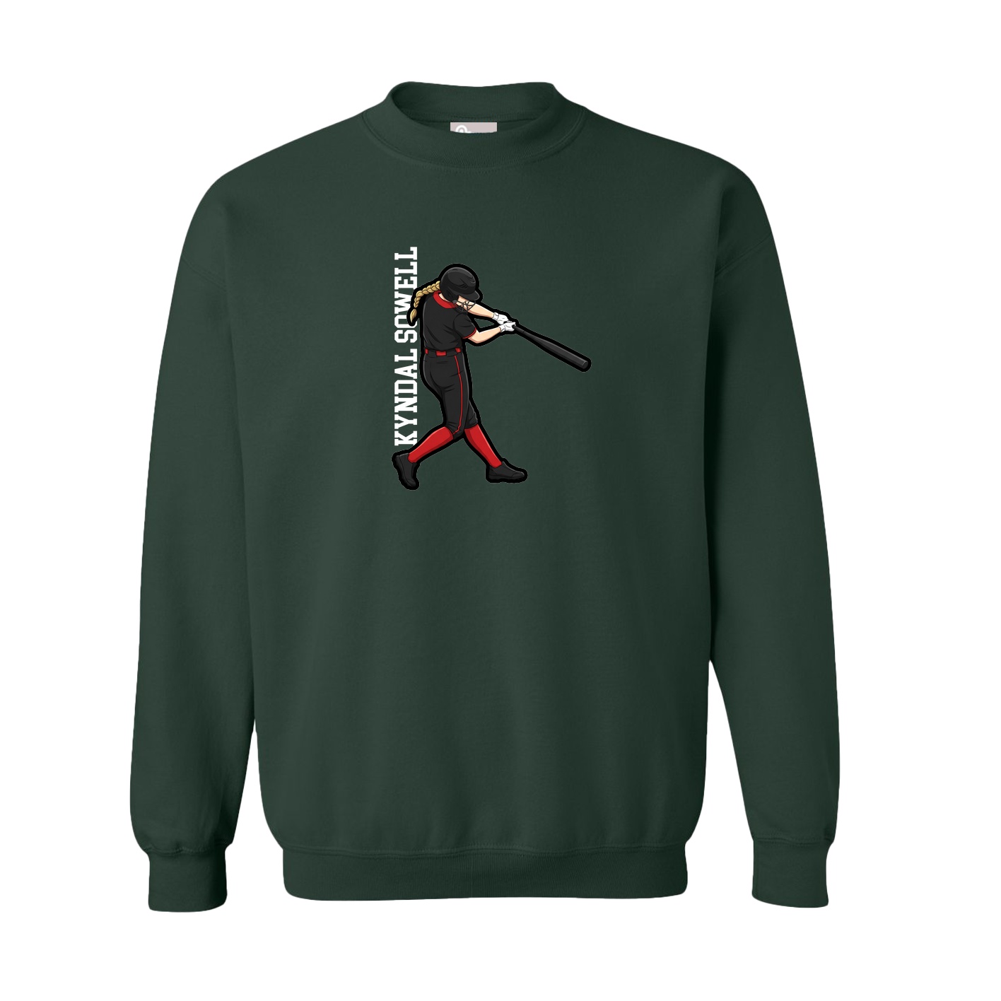 Fleece Crew — Name Vertical in Green