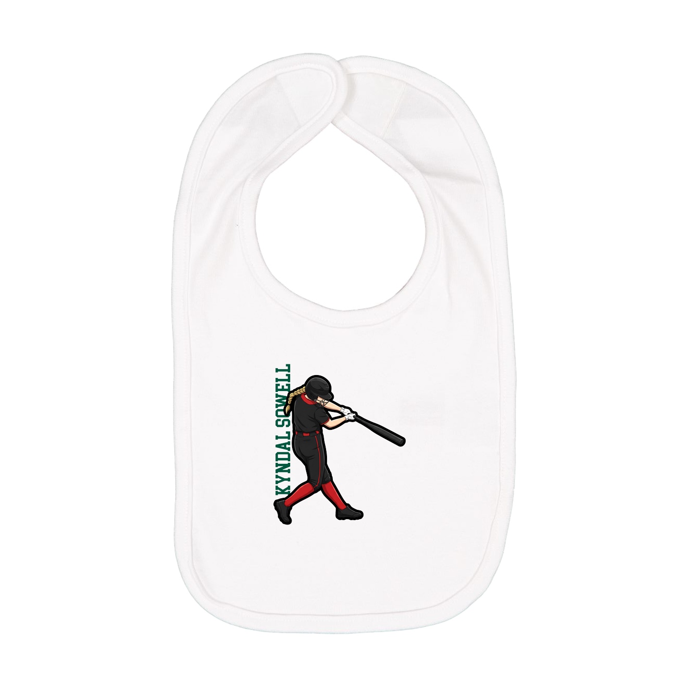 Infant Bib — Name Vertical in White