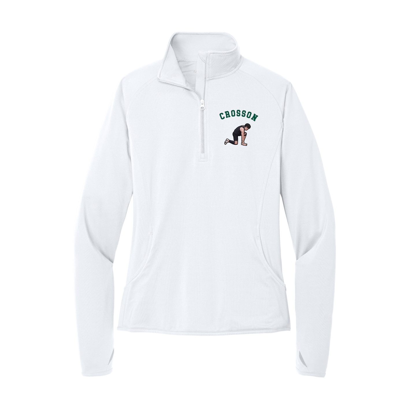Women's Q-Zip Pullover — Shirsey Arch in White