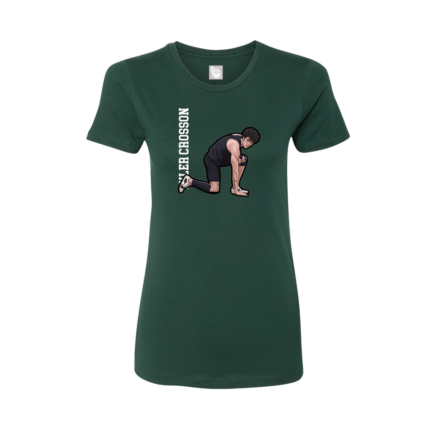 Fitted Women's Tee — Name Vertical in Green