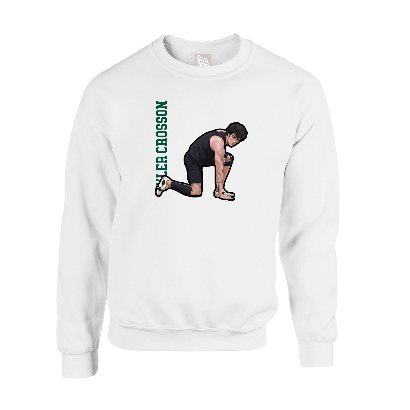 Fleece Crew — Name Vertical in White