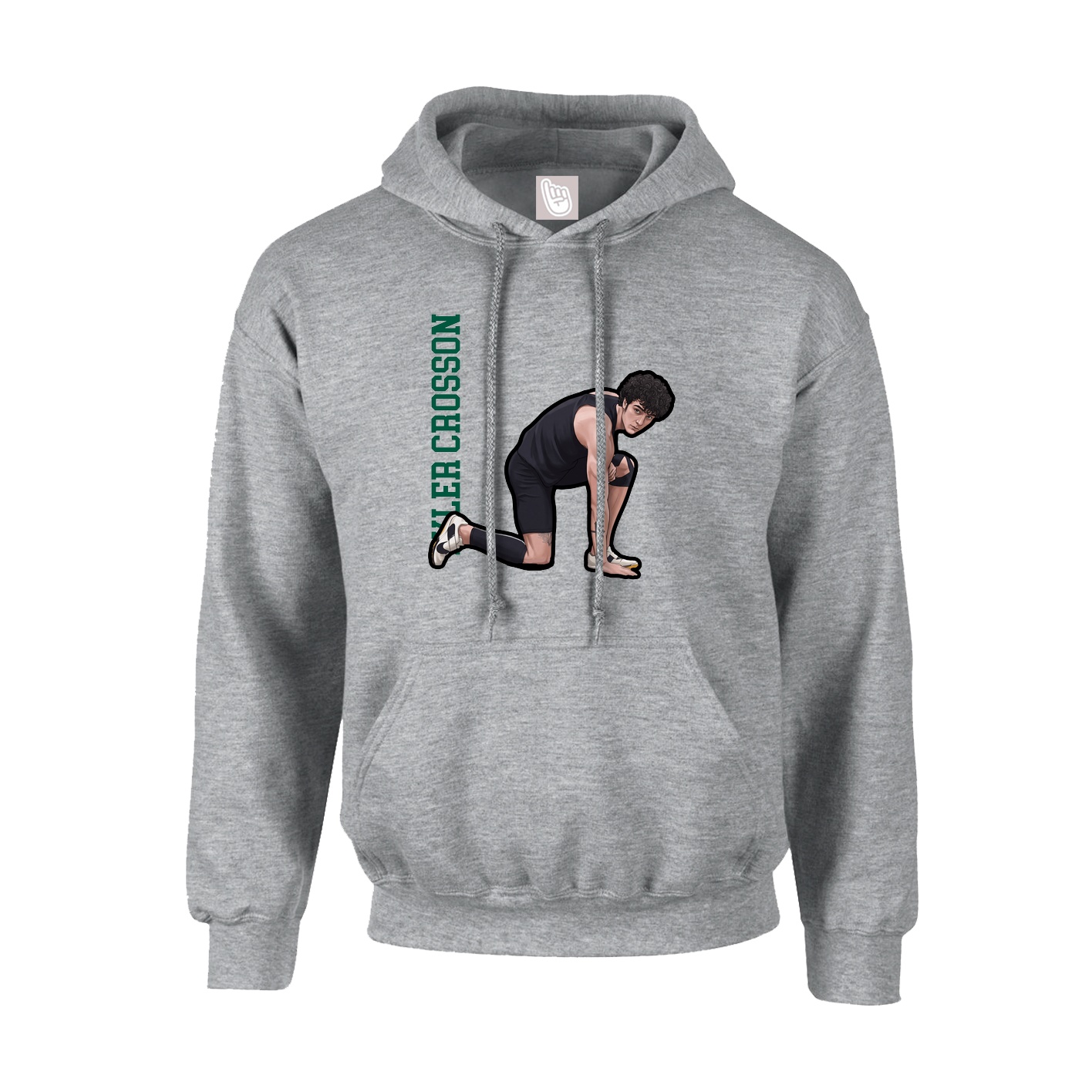 Youth Hoodie — Name Vertical in Grey