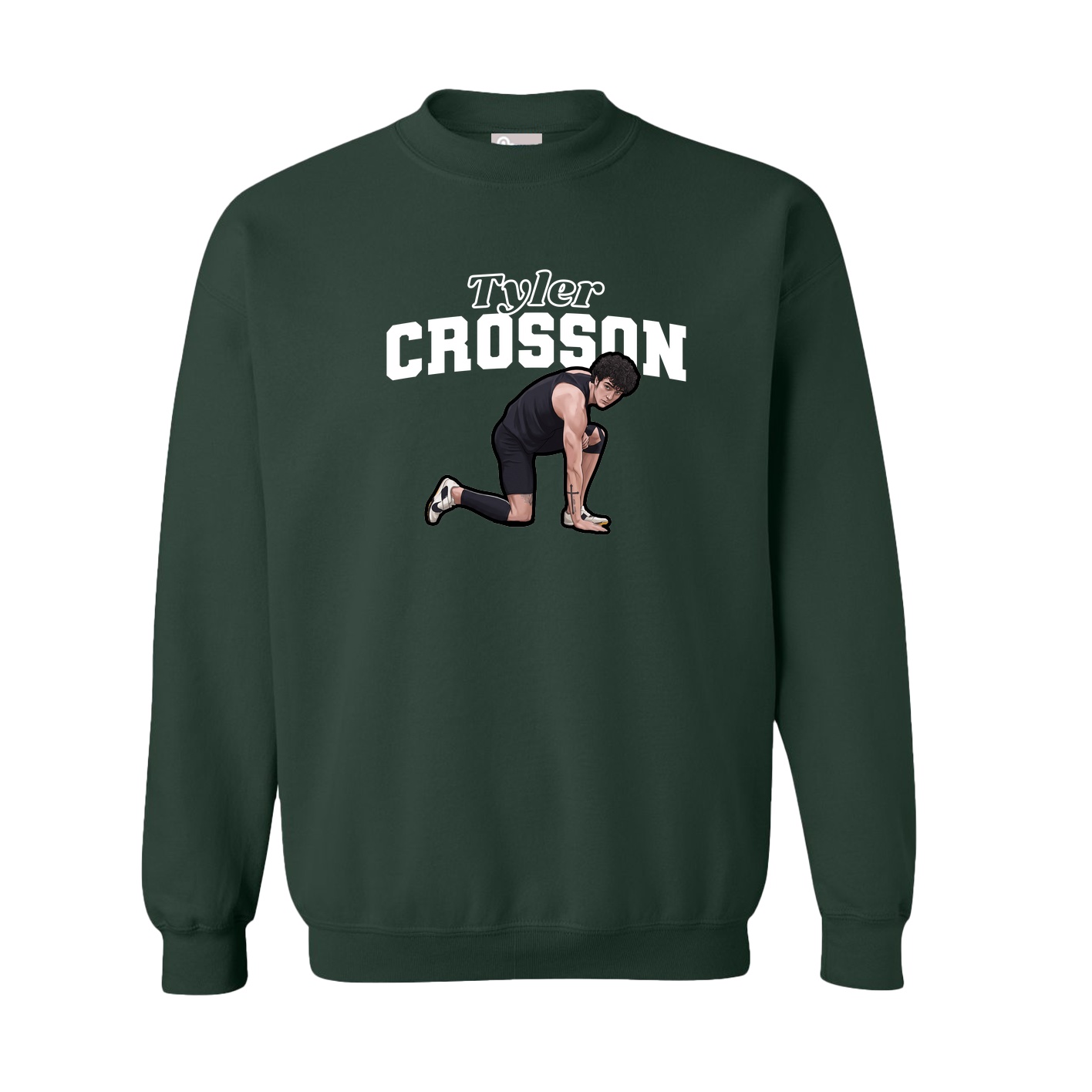 Fleece Crew — Name Arch in Green