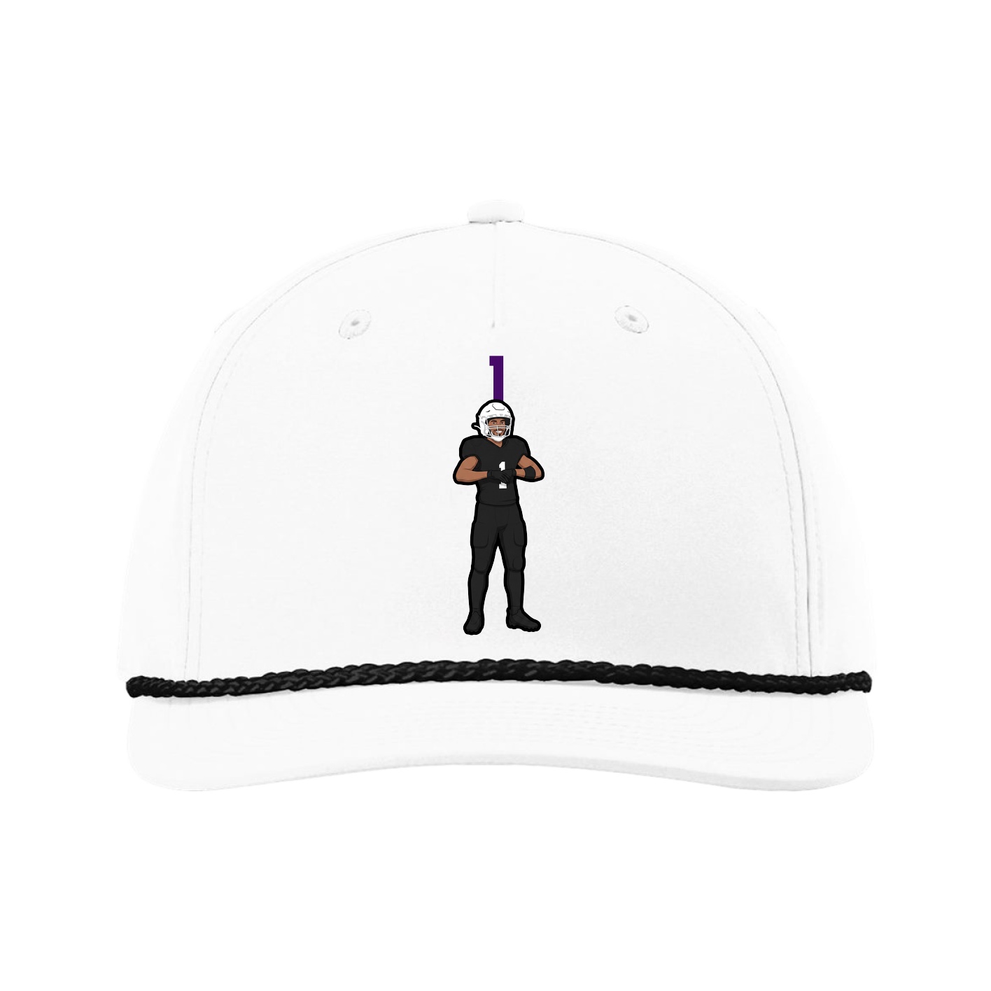 Five-Panel Classic Rope Cap — Number Top in White