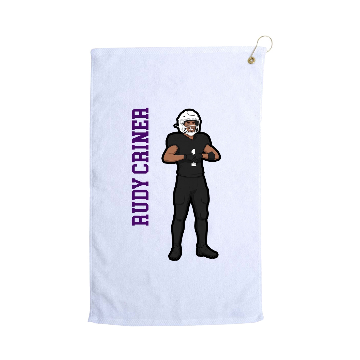 Golf Towel — Name Vertical in White
