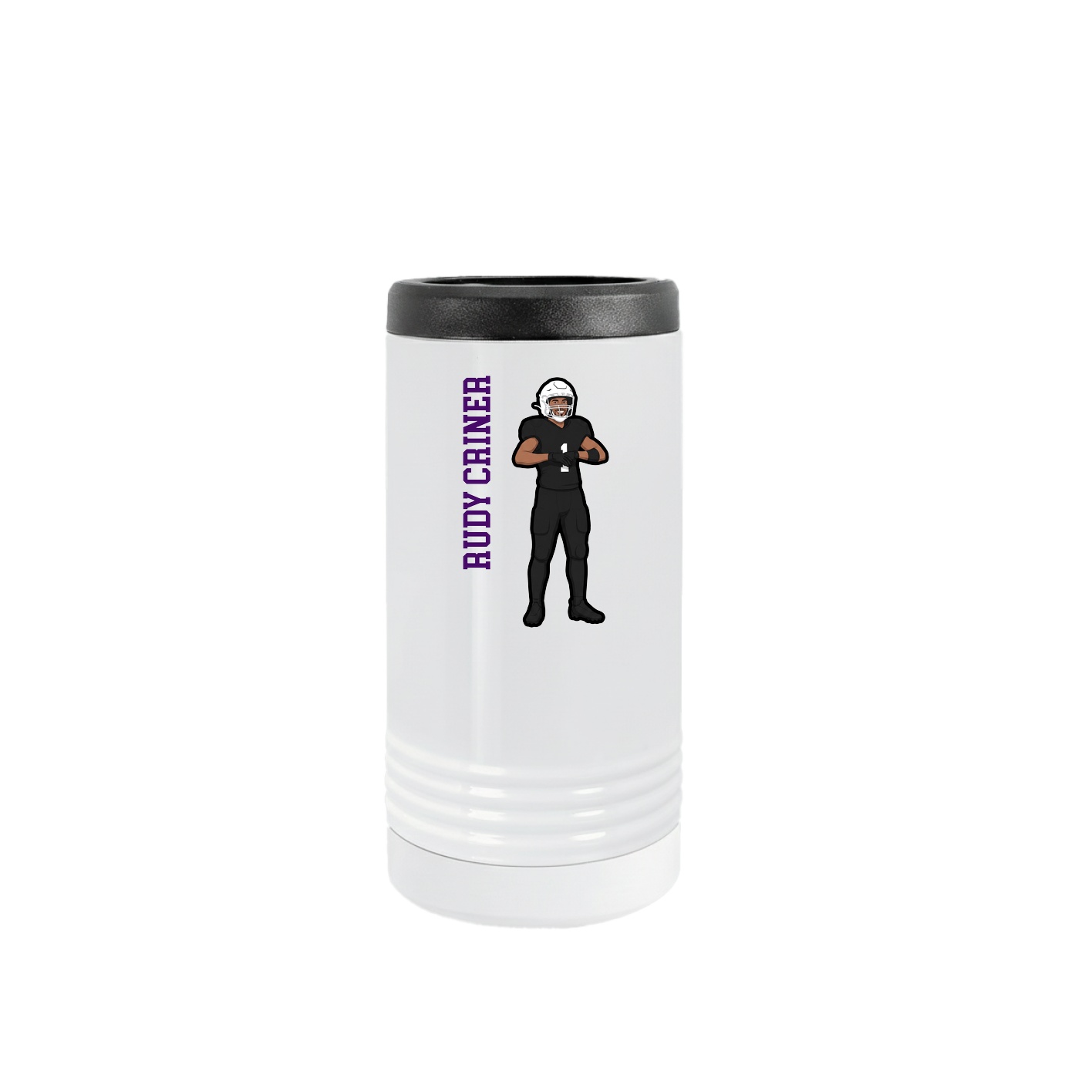 Slim Beverage Holder — Name Vertical in White