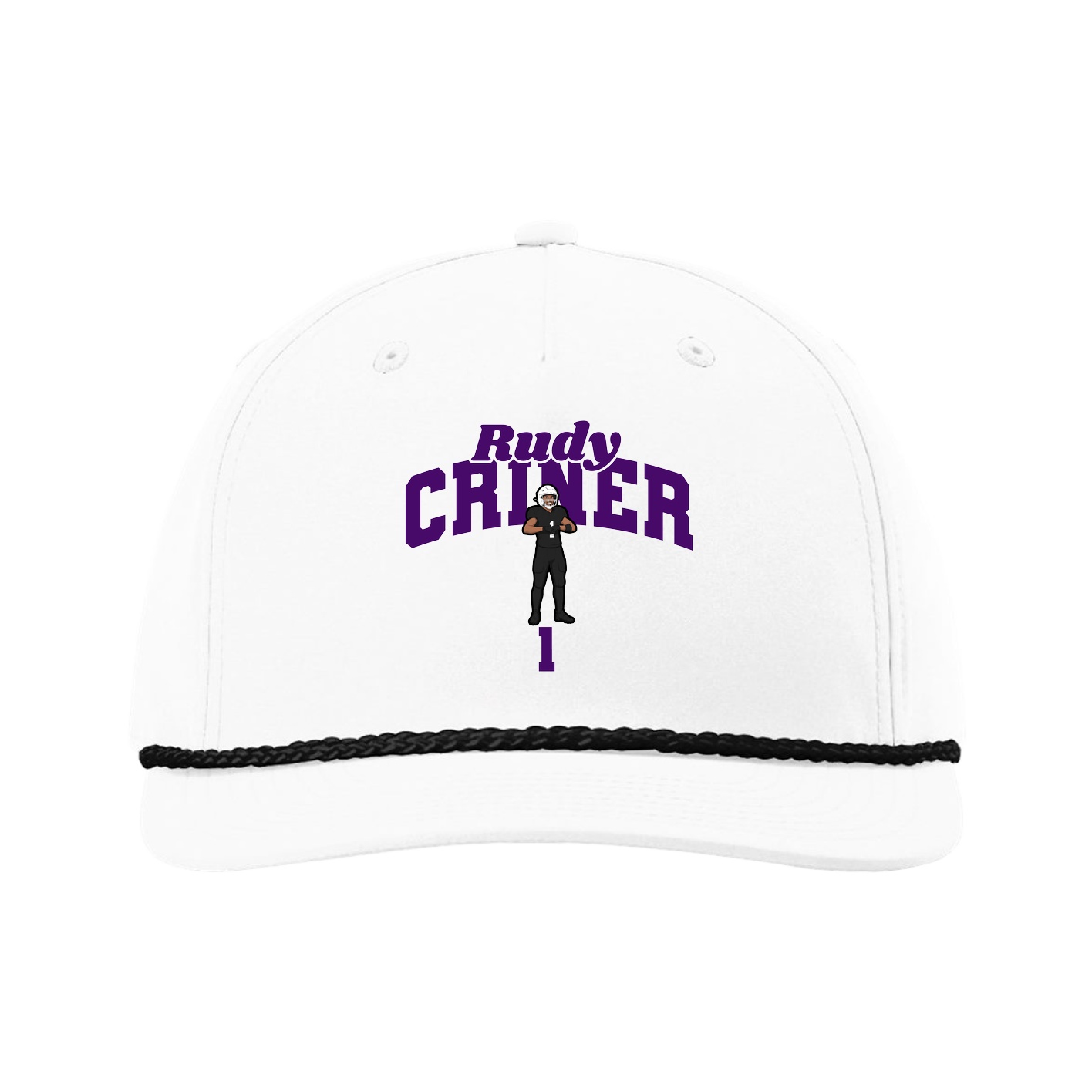 Five-Panel Classic Rope Cap — Signature Arch in White
